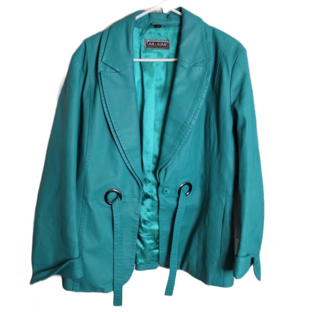 Guillaume leather jacket Tiffany blue